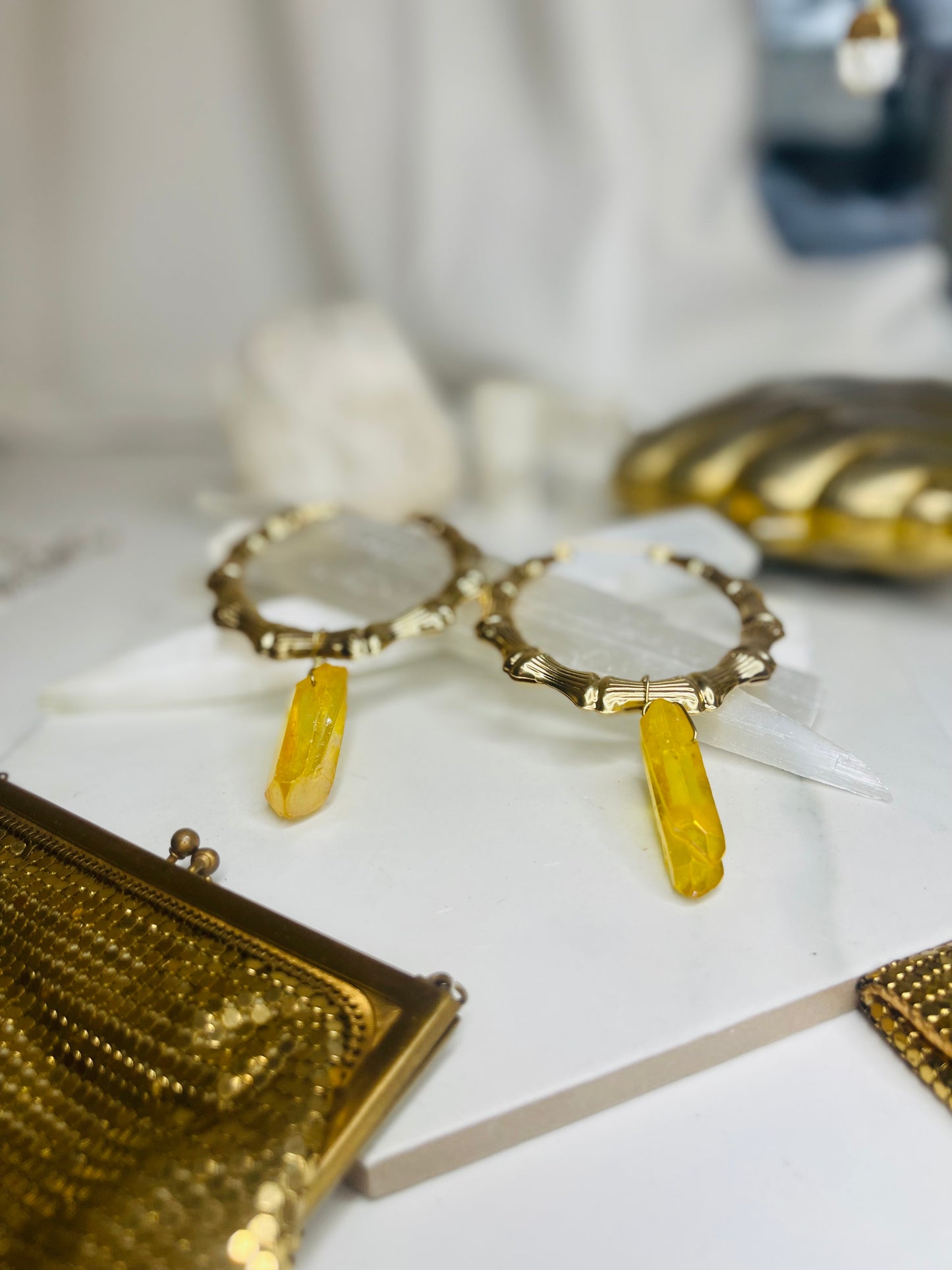 Bamboo Solar Chakra Soul Chains Earrings