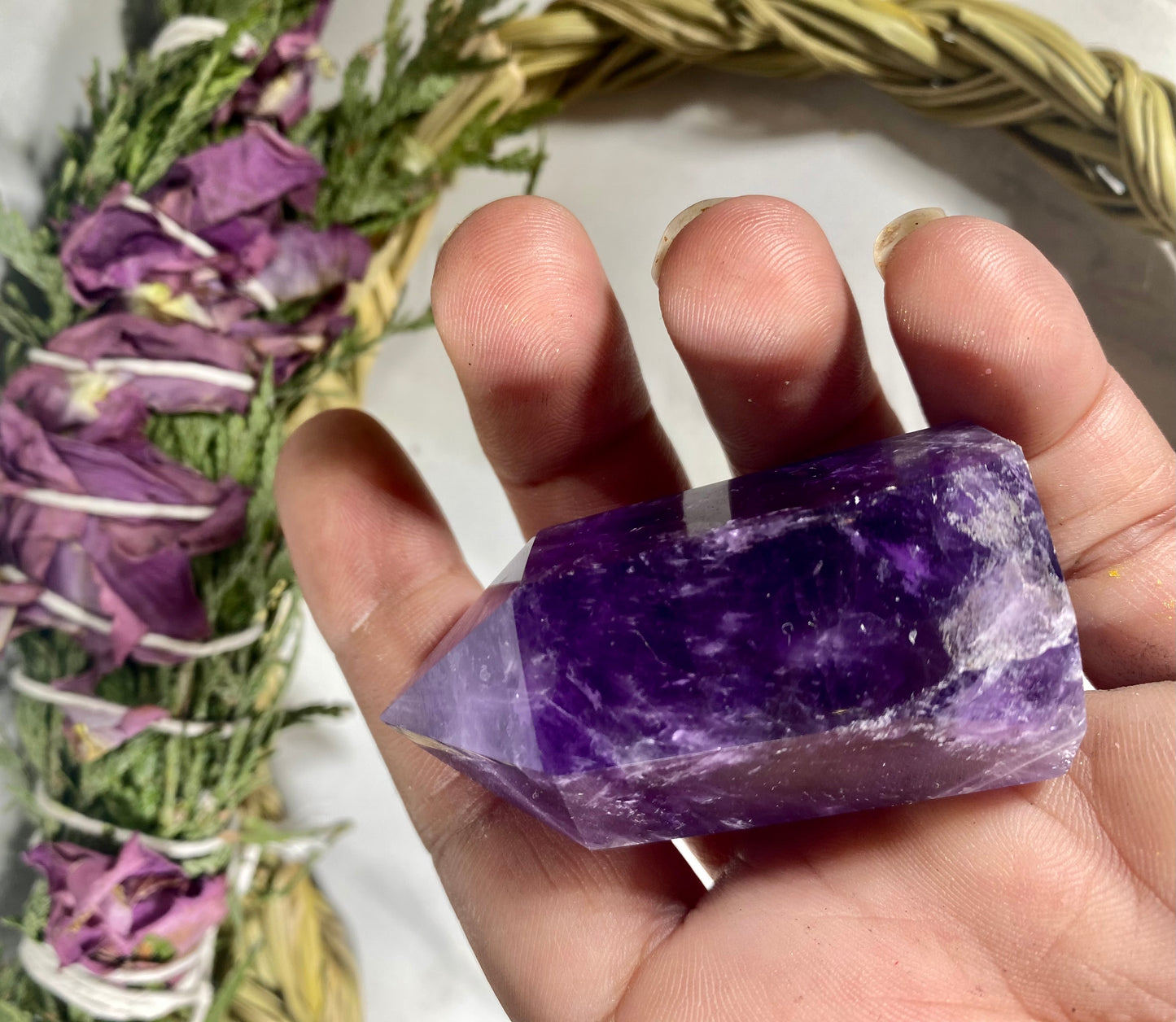 Dream Chevron Amethyst Crystal Tower Point #4