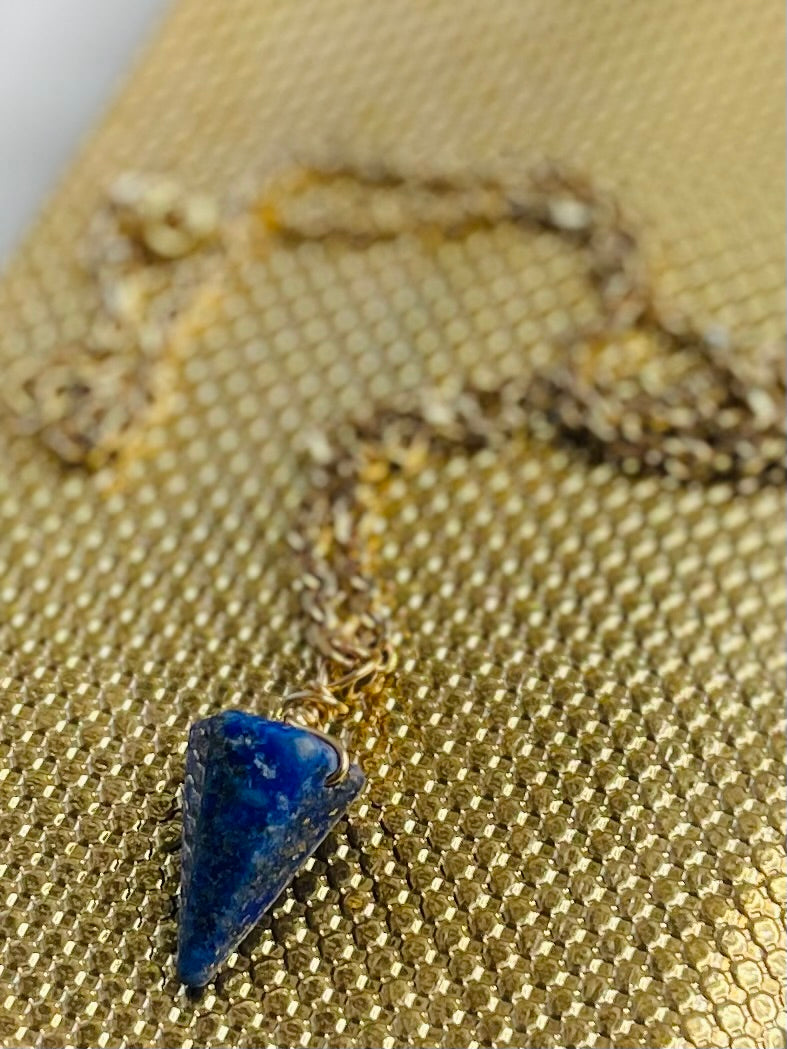 3rd Eye Pendulum Dainty Baby Soul Chain w Lapis Lazuli Crystal