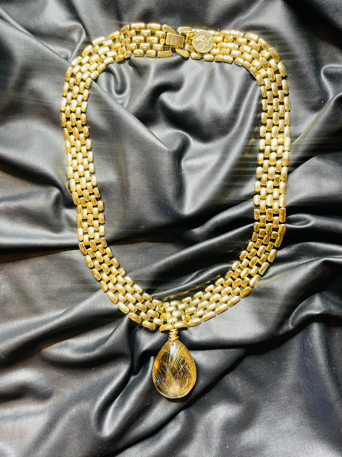 Golden Soul Chain with Rutilated Quartz Crystal