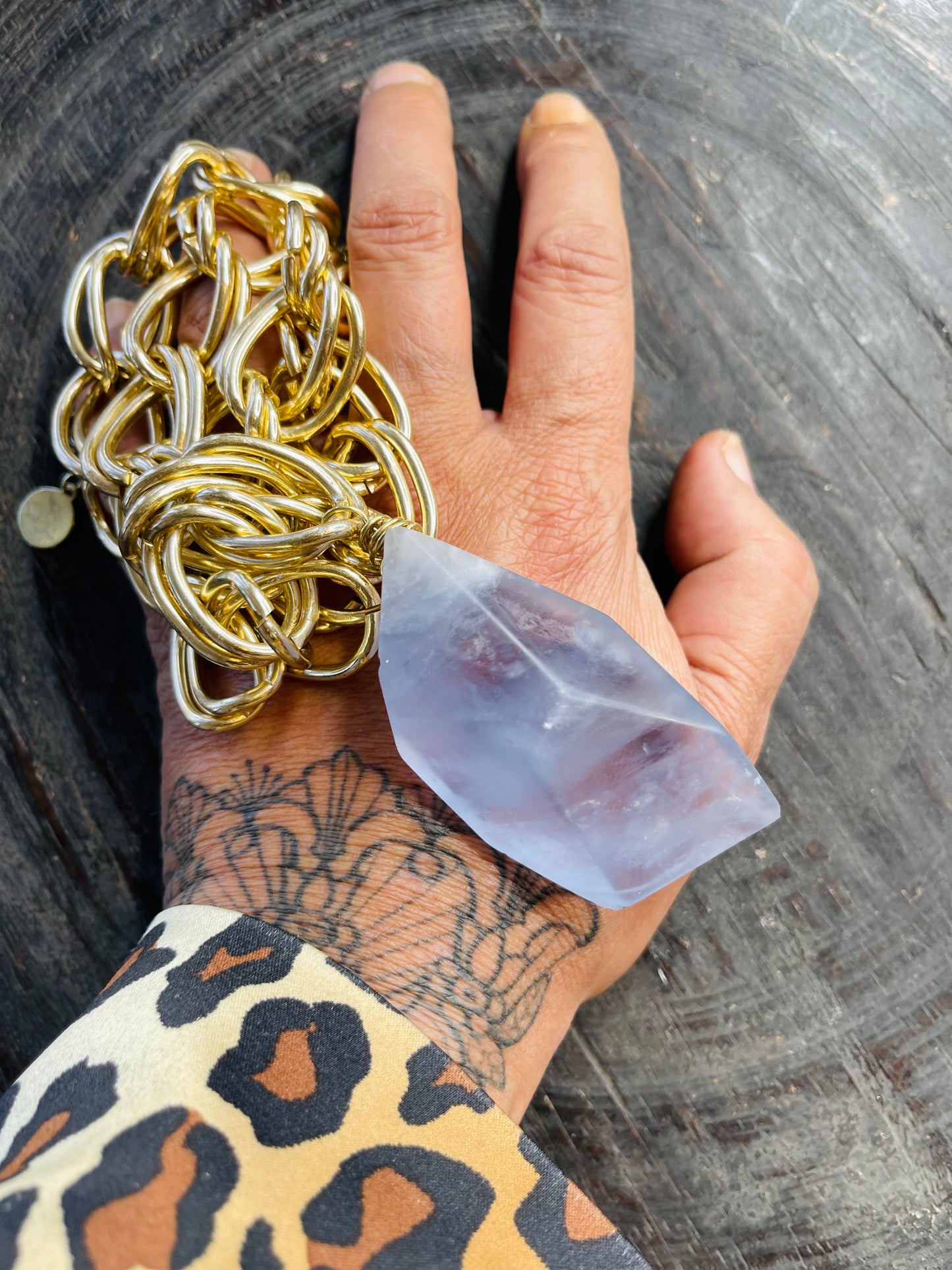 Chunky Swiss Blue Topaz Crystal Soul Chain Necklace - Vintage Gold Chain- Dainty Baby  Collection