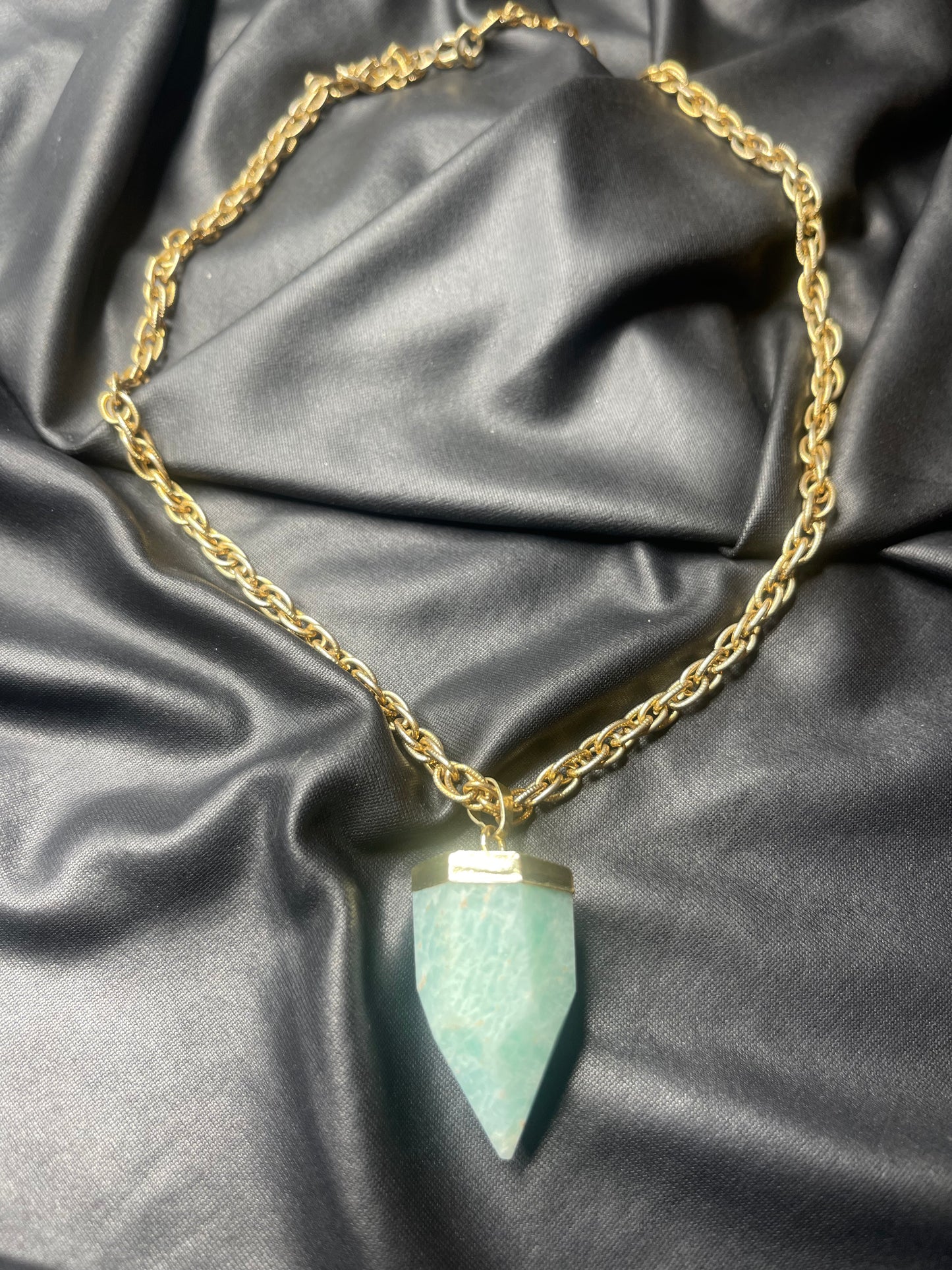 Heart and Throat Chakra Soul Chain w Amazonite Crystal Necklace