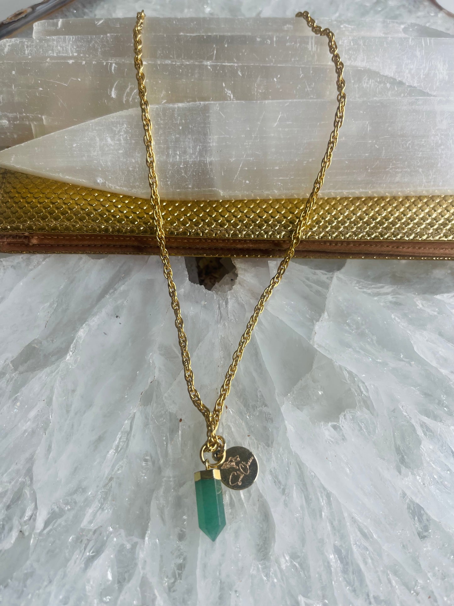 Dainty Baby Soul Chain Aventurine Vintage Gold Plated Soul Chain