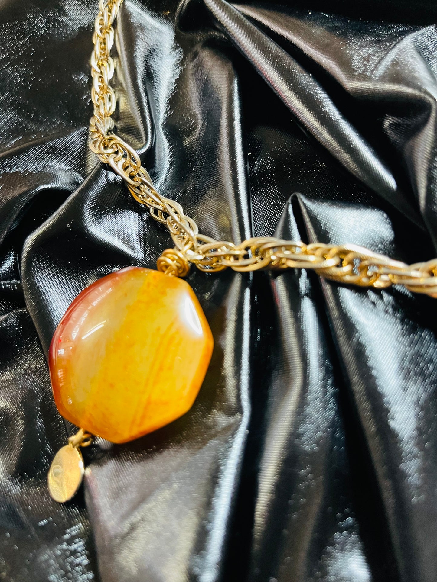 Carnelian Soul Chain w Vintage Gold Plated Chain