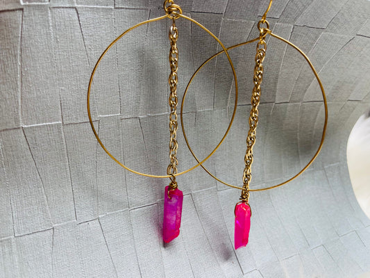 EXTRA LOVE Hoops Soul Chains Earrings - Aventurine Crystals