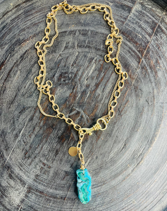 Malachite Chrysocolla Crystal Necklace