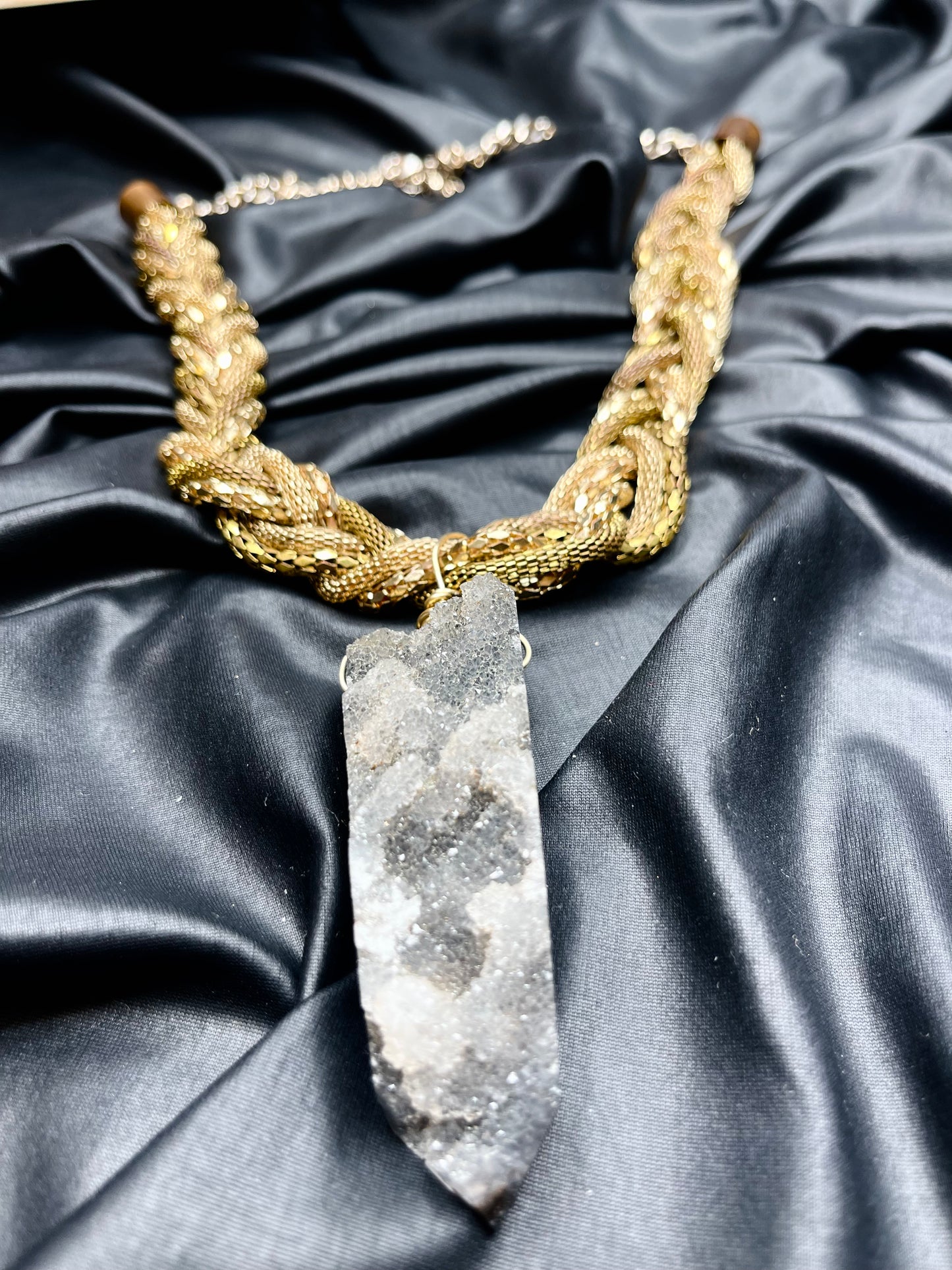 Root Chakra Sphalerite Soul Chains Necklace w Vintage Herringbone Chain