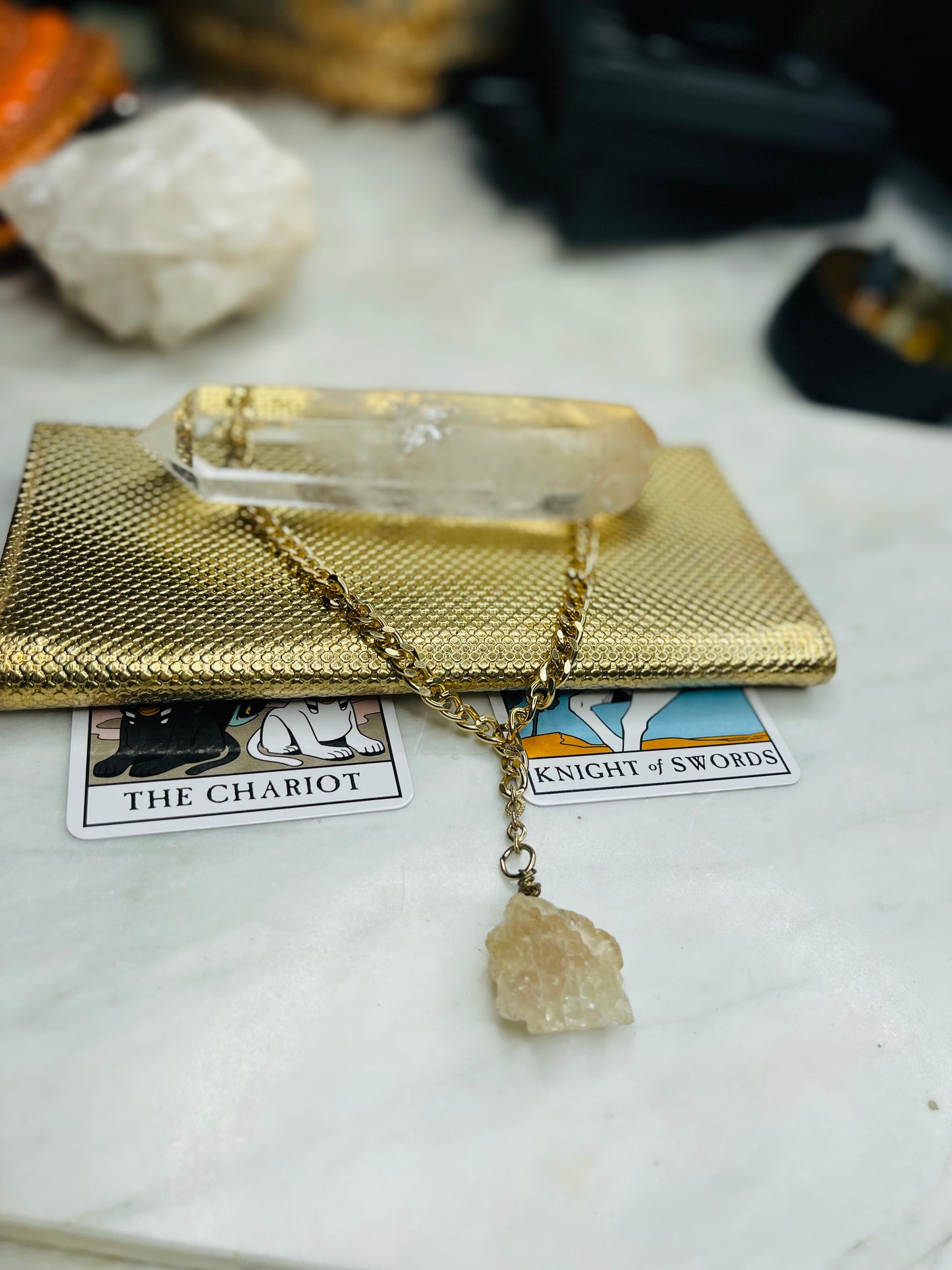 Raw Natural Topaz Soul Chain Necklace Hand wrapped on vintage chain
