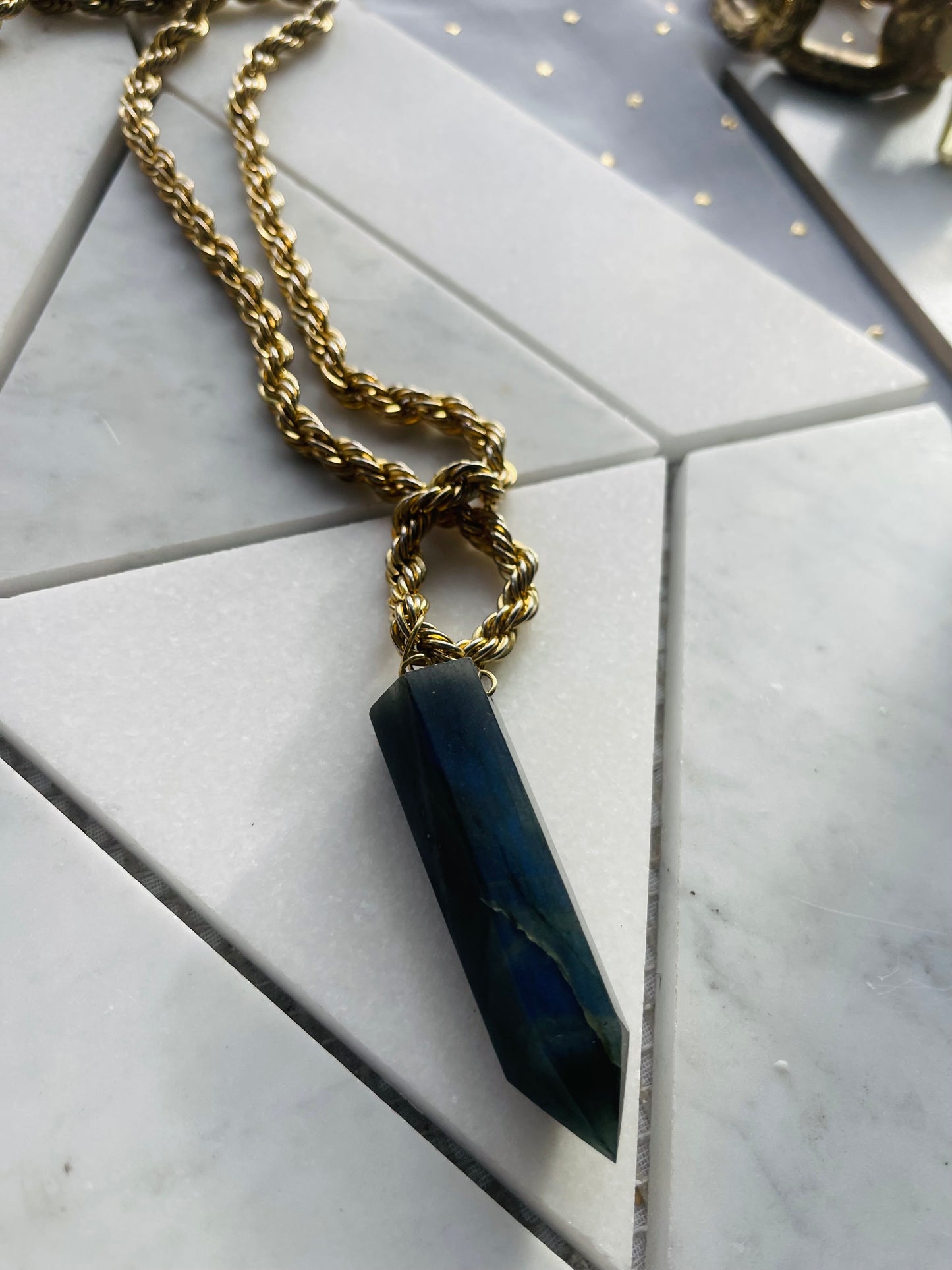 Blue Flashy Massive Cosmic Communication Soul Chain  Labradorite  Crystal