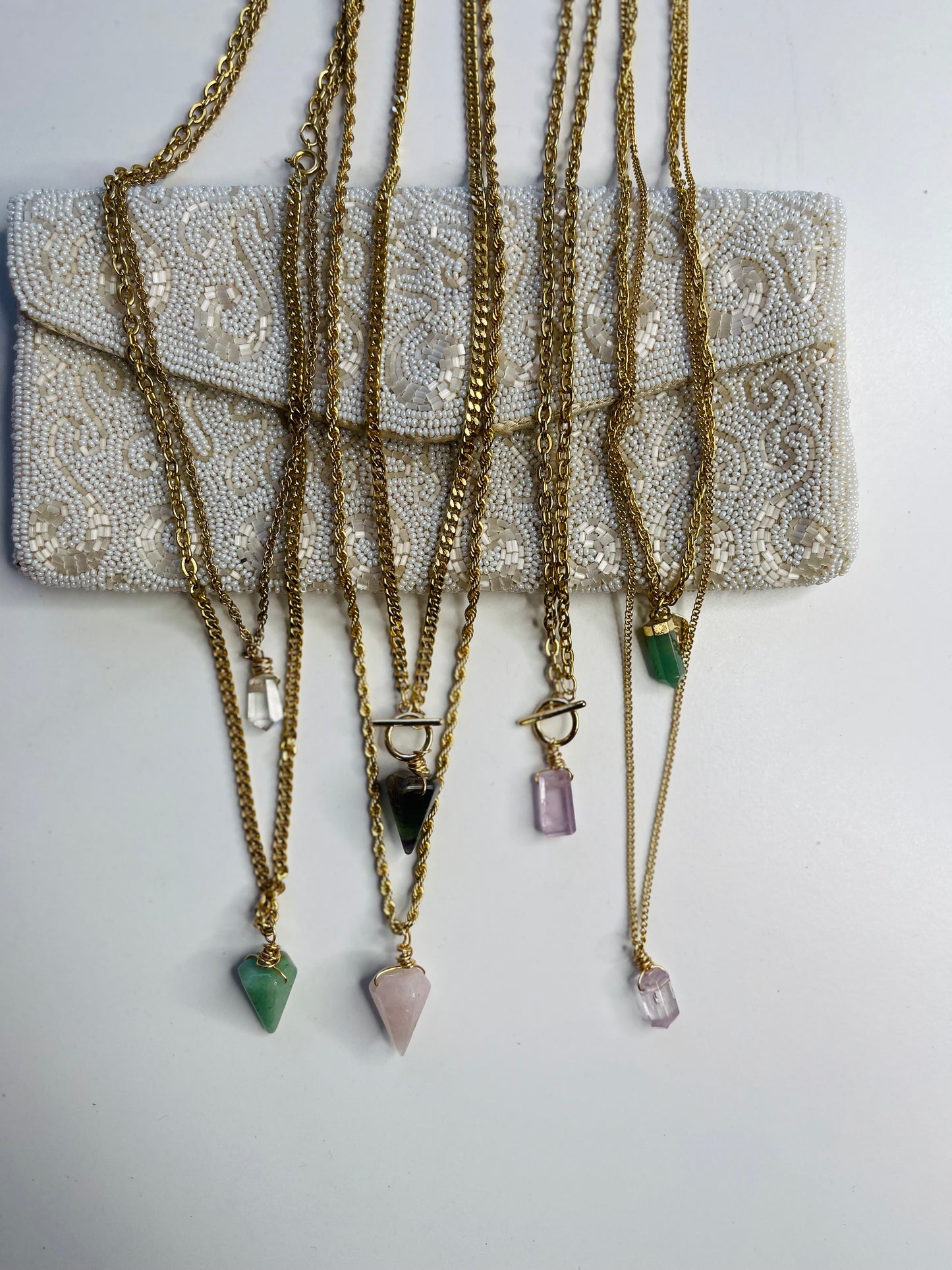 Heart Chakra Dainty Baby Soul Chain Aventurine Vintage Gold Plated Soul Chain