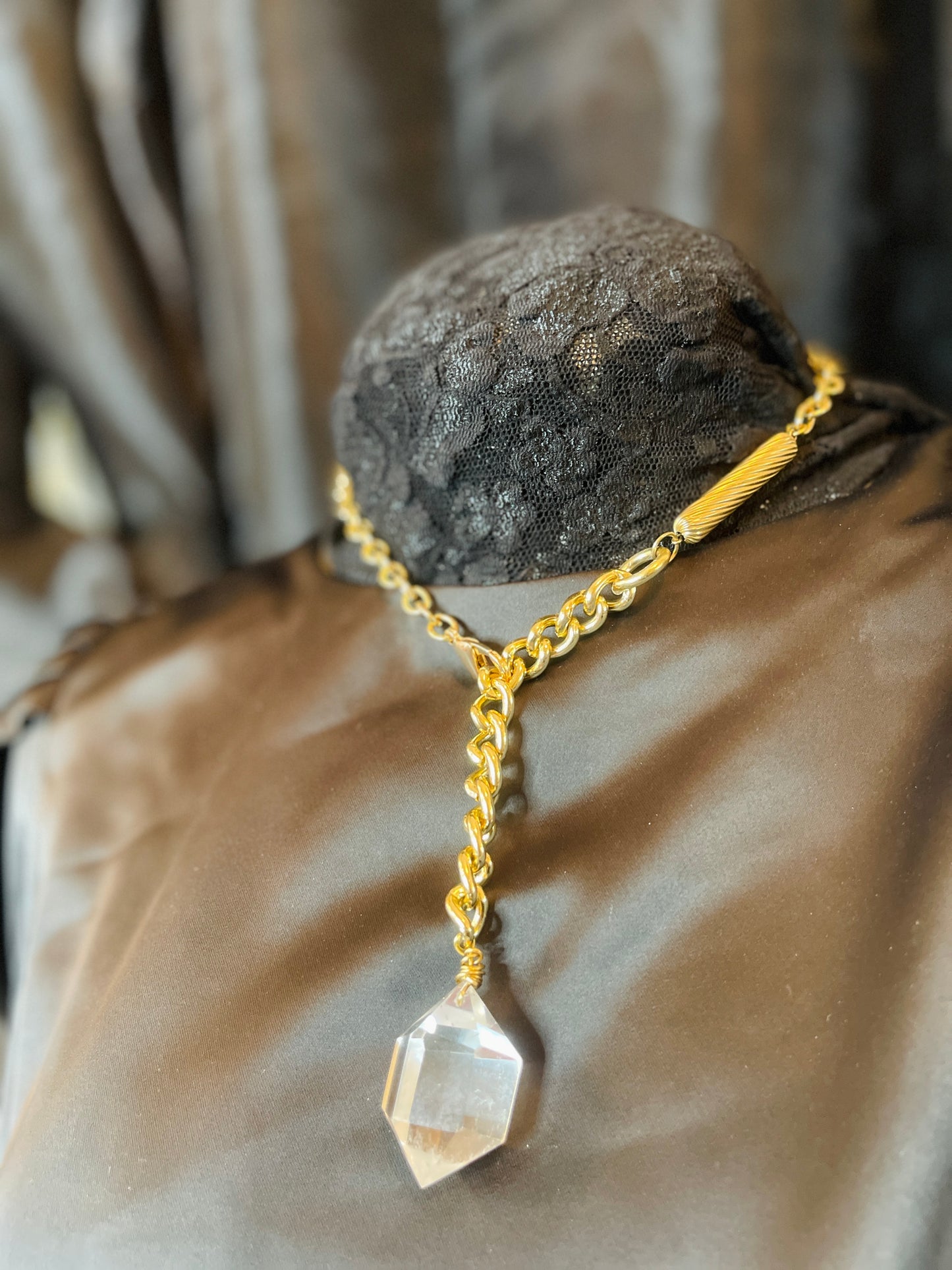 Lux Gem Cut Clear Quartz Crystal Soul  Chain