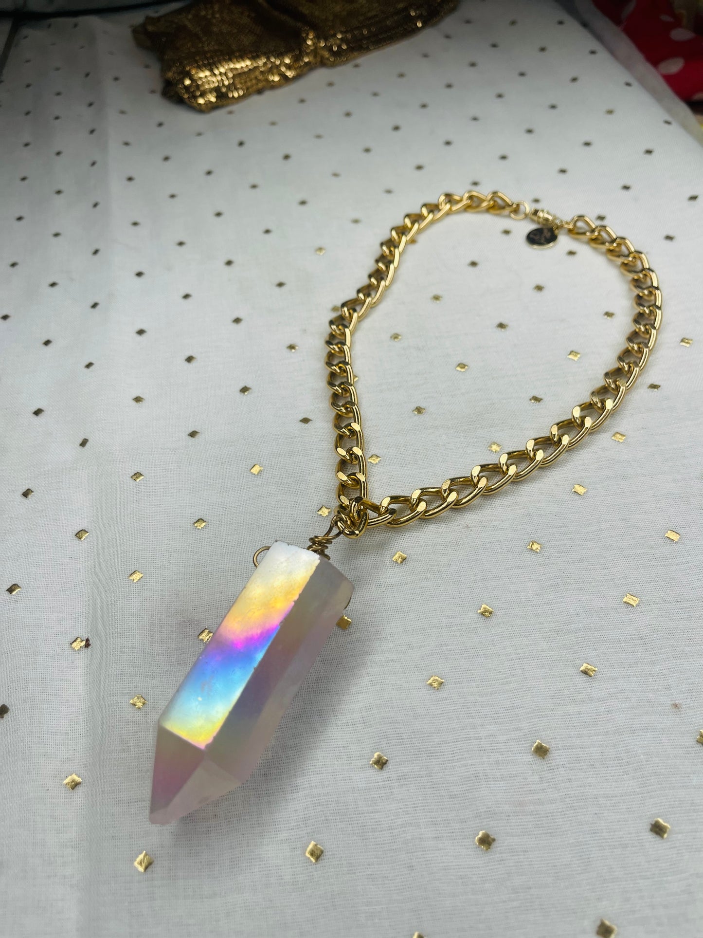 Heart Chakra Soul Chain Necklace w Rose Quartz Crystal
