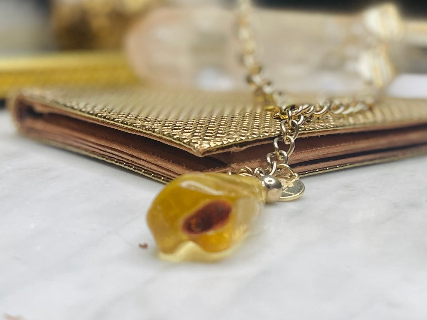 Ancient Amber Abundance Activation. Soul Chain Necklace Hand wrapped on vintage chain