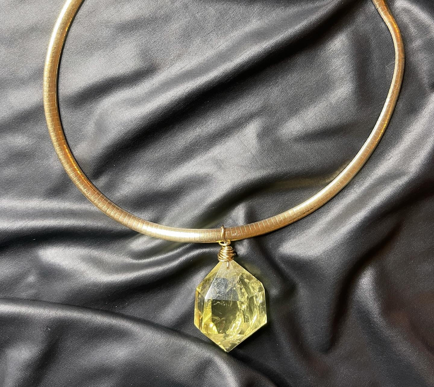 Luxe High Quality Faceted Citrine Soul Chain Necklace Hand wrapped on vintage chain