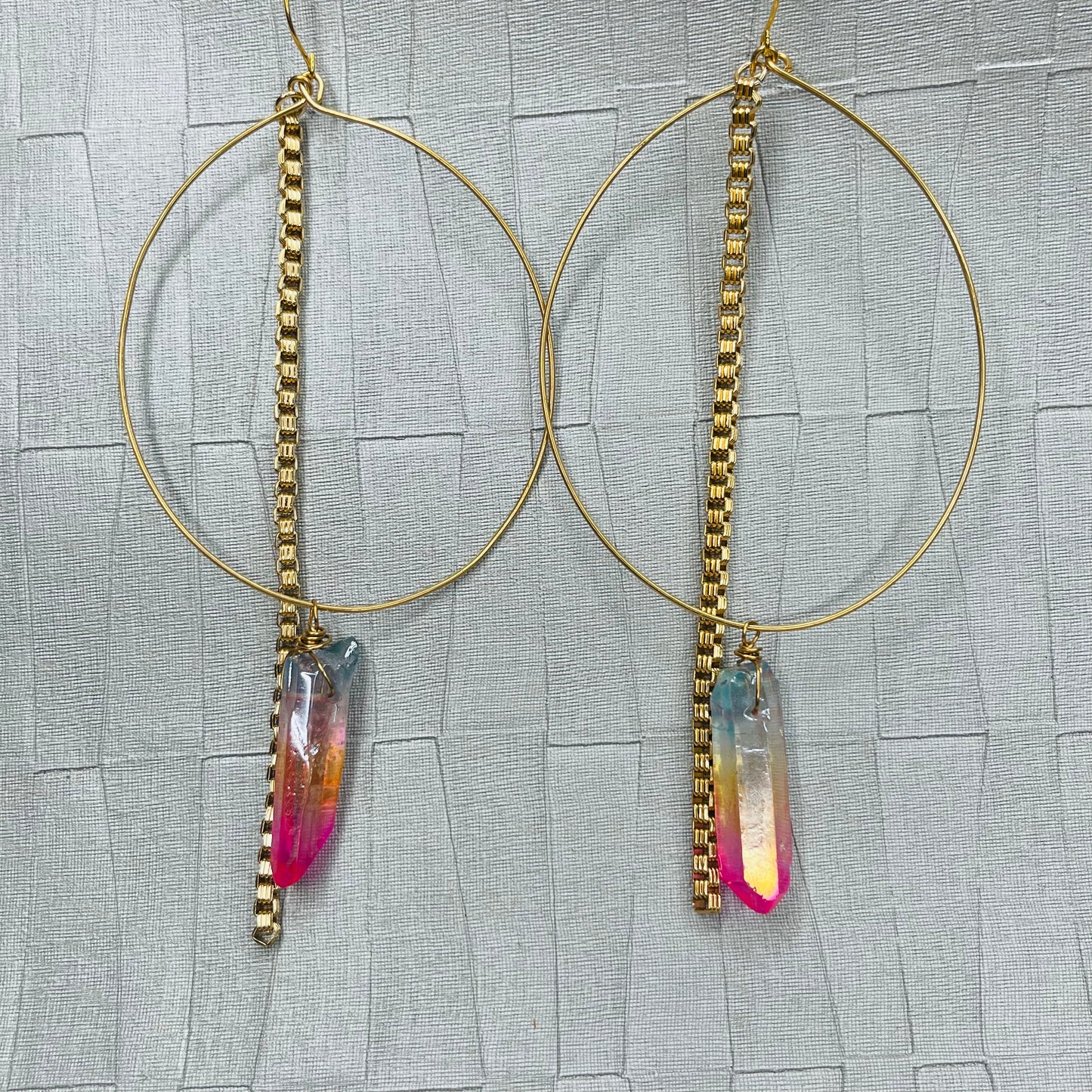 EXTRA LOVE Hoops Soul Chains Earrings - Aventurine Crystals