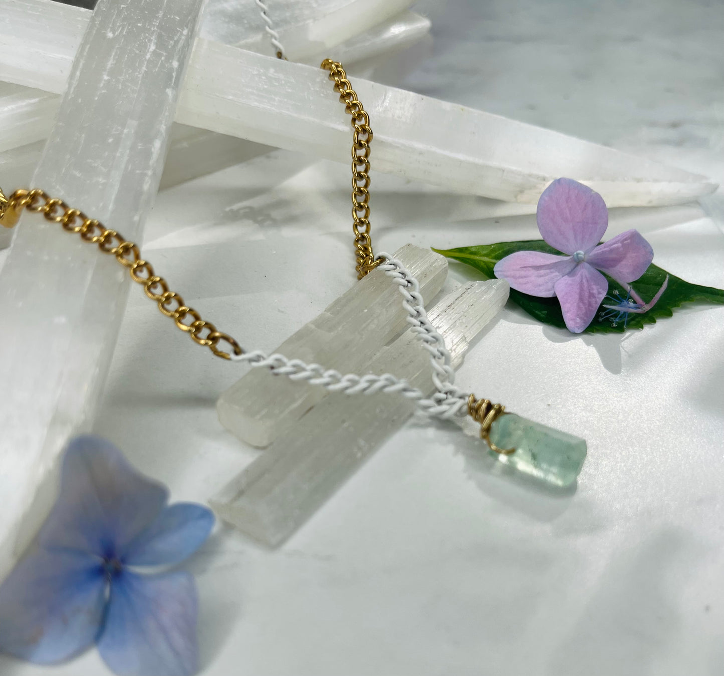 Heart Chakra Dainty Baby Soul Chain w Green  Faceted Fluorite Necklace