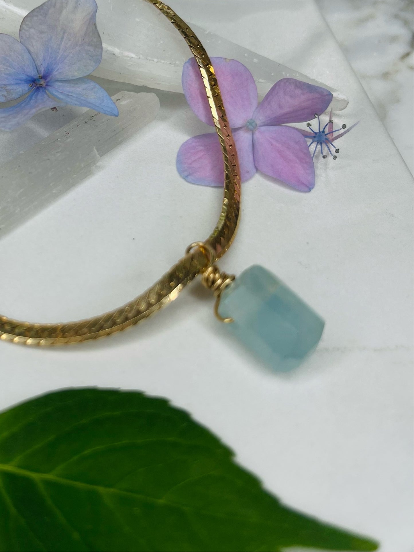 Throat Chakra Dainty Baby Soul Chain w Pillow Cut Blue Faceted Fluorite