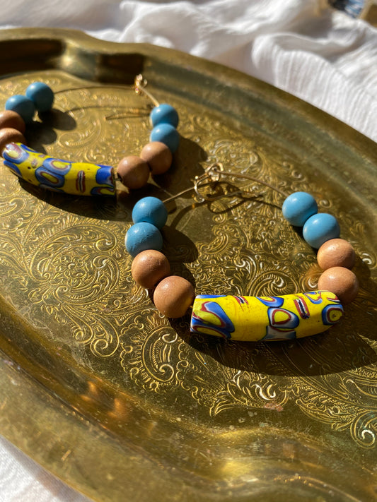 XL Boho Blue Chakra Soul Chain Hoop Earrings - Ola Wyola