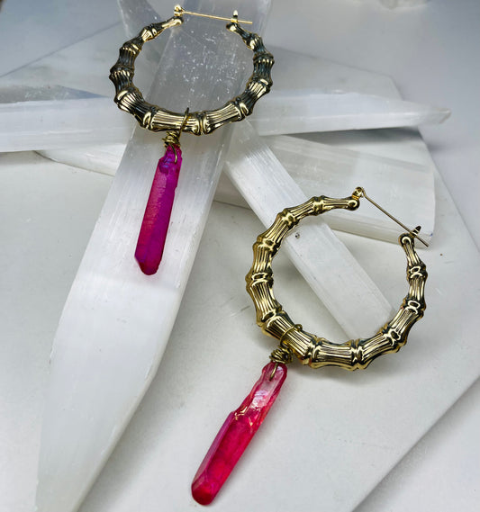 Bamboo Heart Chakra Soul Chains Earrings
