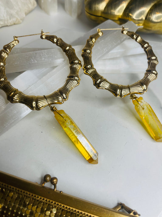Bamboo Solar Chakra Soul Chains Earrings