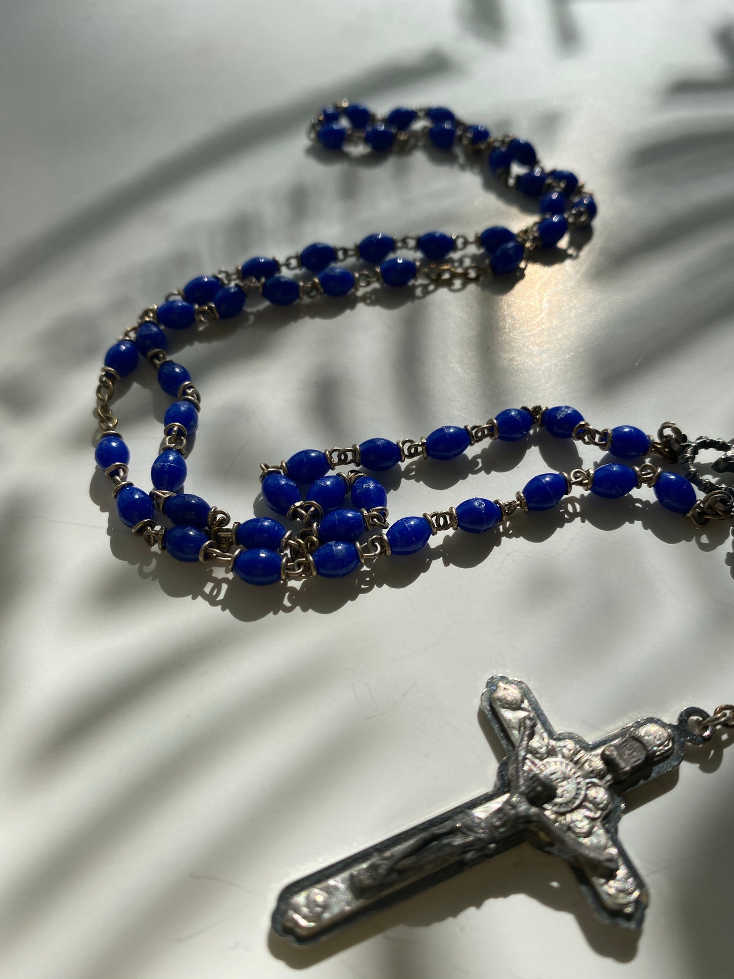 Vintage Royal Blue Rosary Bead Necklace - Ola Wyola