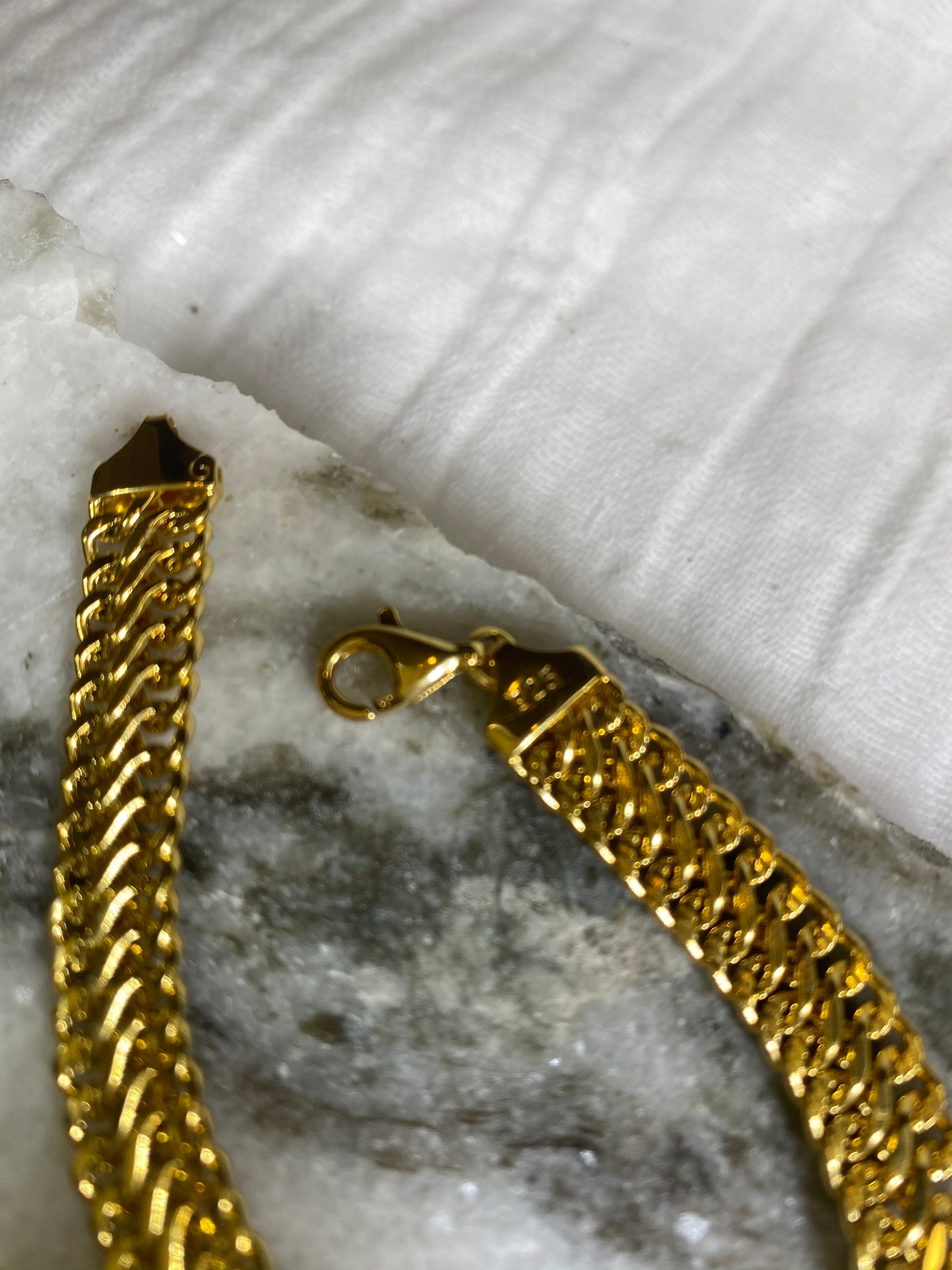 Soul Chain Bangle w Gold Plated Lapis Crystal Bracelet