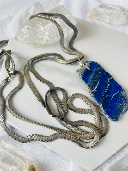 Massive Akashic Records w Lapis Lazuli - Vintage Rare Serpentine Chain