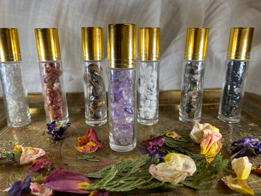 Amethyst Crystal Refillable Rollerball for Essential Oils