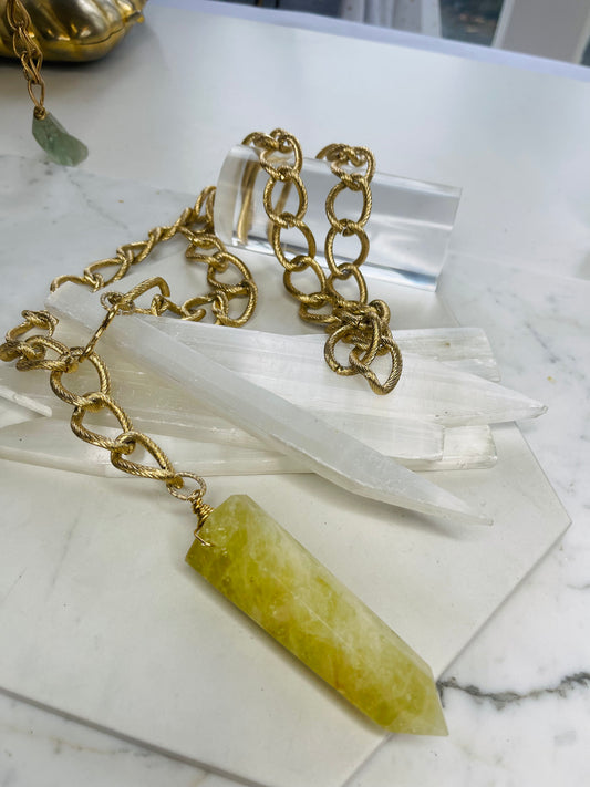 Chunky Adjustable Massive Rare Citrine Hand wrapped on vintage chain