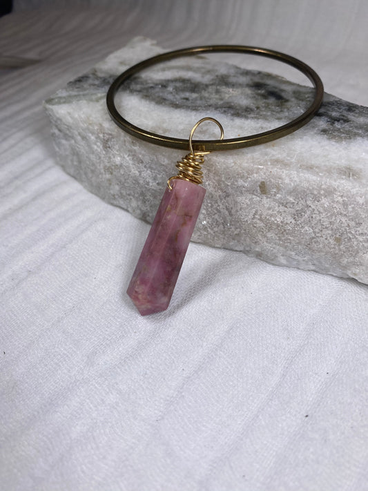 Soul Chain Bangle w Rhodonite Crystal Bracelet