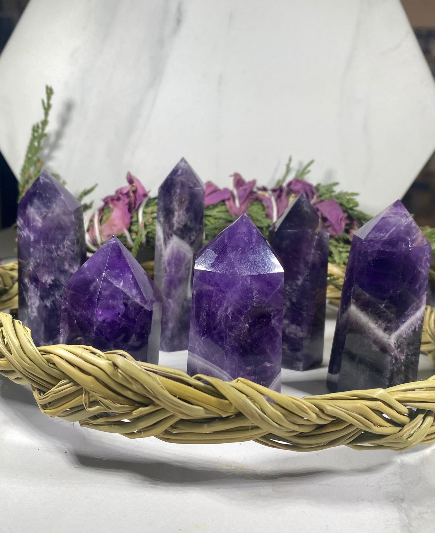 Dream Chevron Amethyst Crystal Tower Point #4