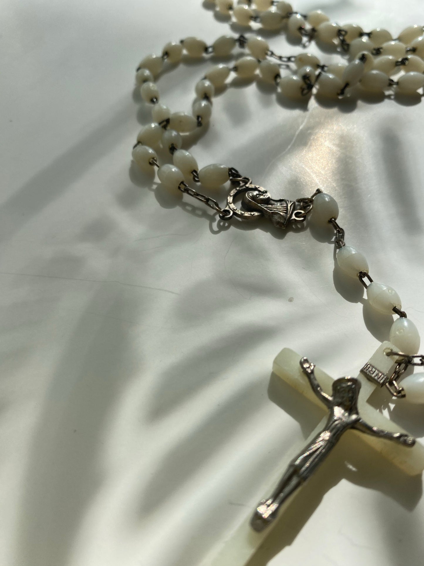 Vintage Cream Rosary Bead Necklace - Ola Wyola