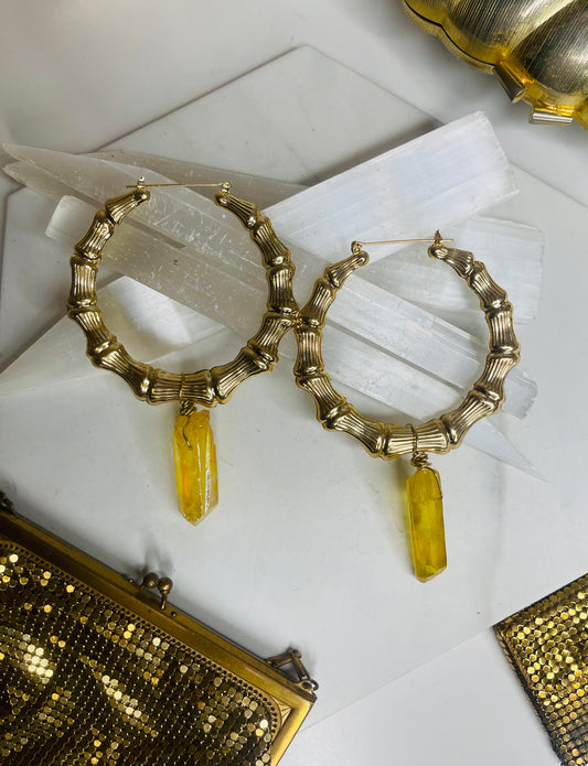 Bamboo Solar Chakra Soul Chains Earrings