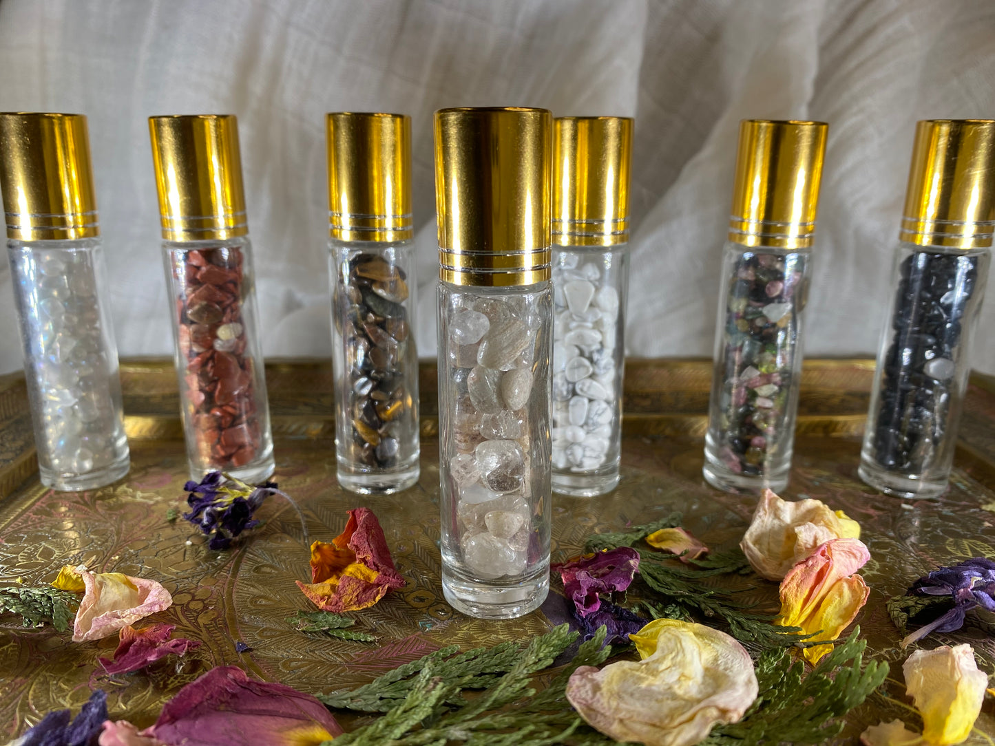 Clear Quartz Crystal Refillable Rollerball for Essential Oils