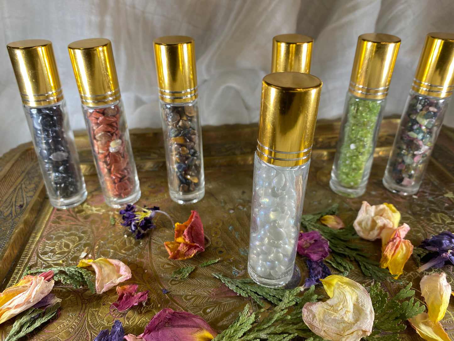 Clear Quartz Crystal Refillable Rollerball for Essential Oils