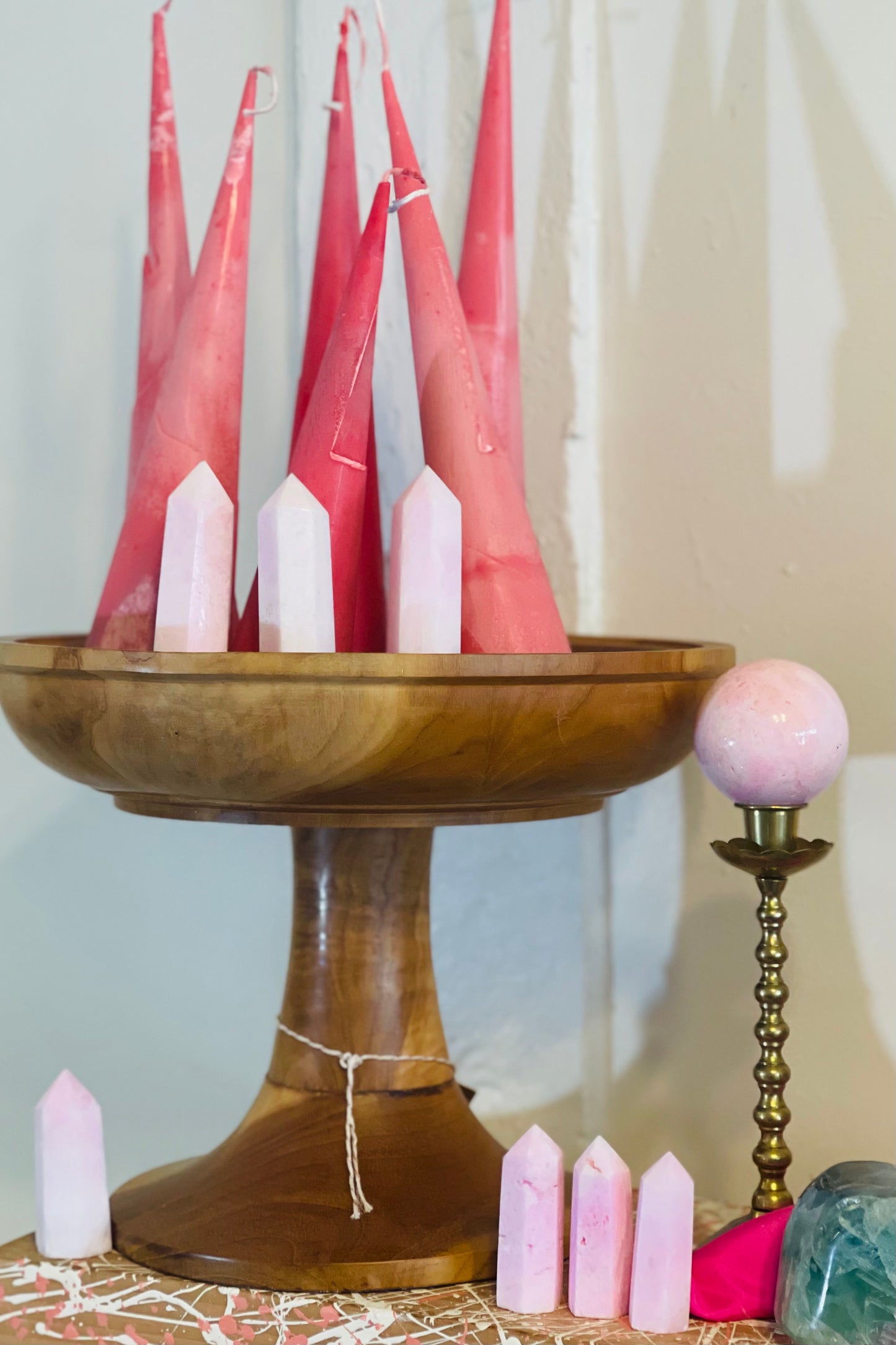 Pink Aragonite Heart Chakra Crystal Towers #4