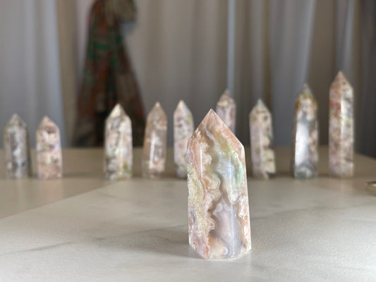 Copy of Pink Flower Agate Crystal Point - #9