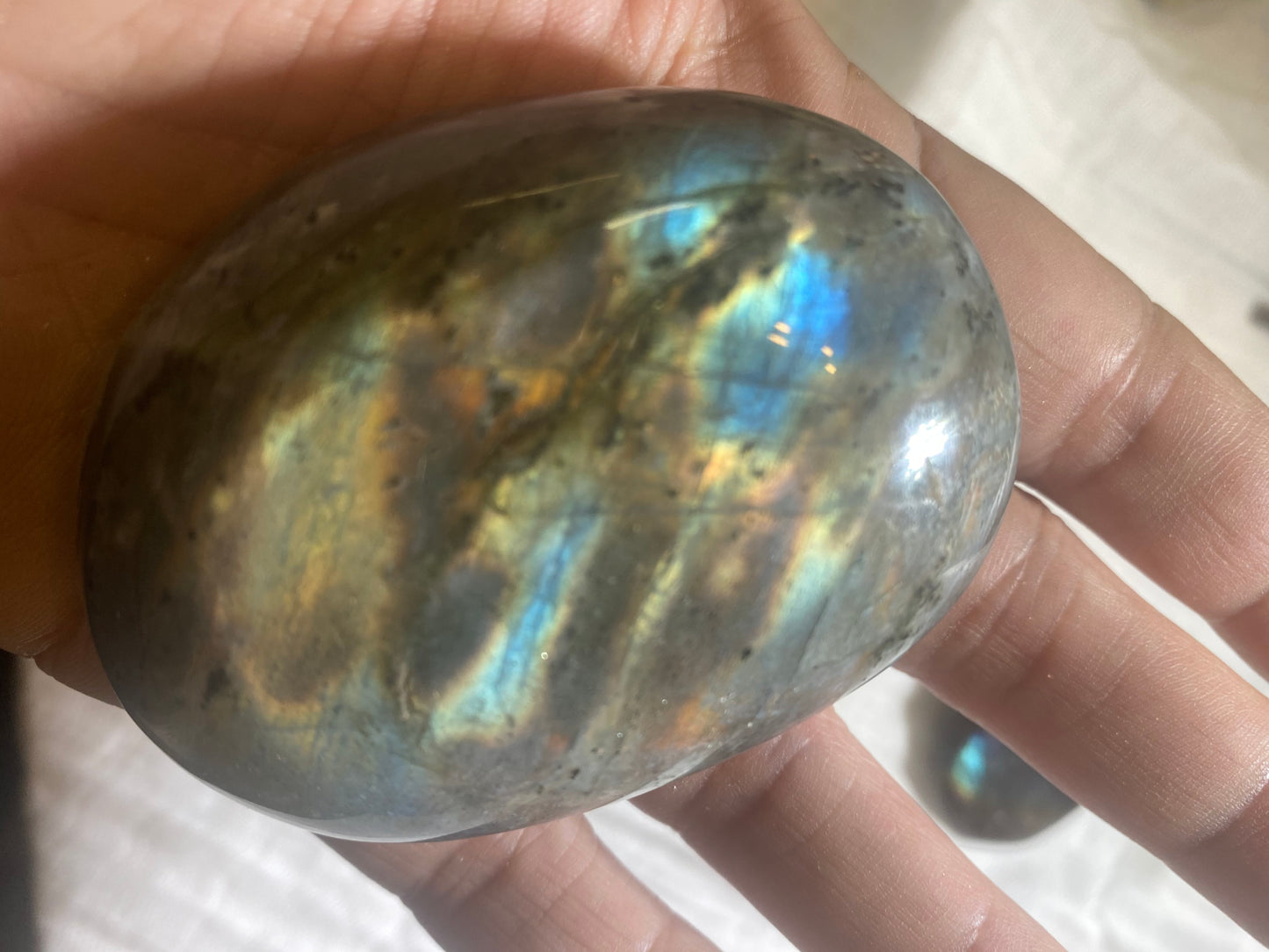 Labradorite Crystal Palm Stone Flashy Large
