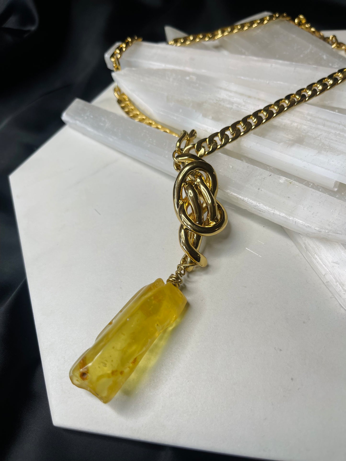 Ancient Amber Abundance Activation. Soul Chain Necklace Hand wrapped on vintage chain