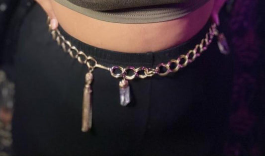 LG Max 36” Belly / Belt Soul Chain w Clear Quartz Crystals